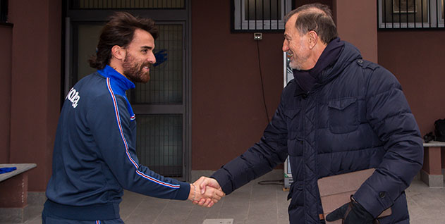 Bogliasco (Genova), 10/01/2017Sampdoria/De Biasi - Visita Bogliasco Luca Cigarini-Gianni De Biasi (c.t. Albania)
