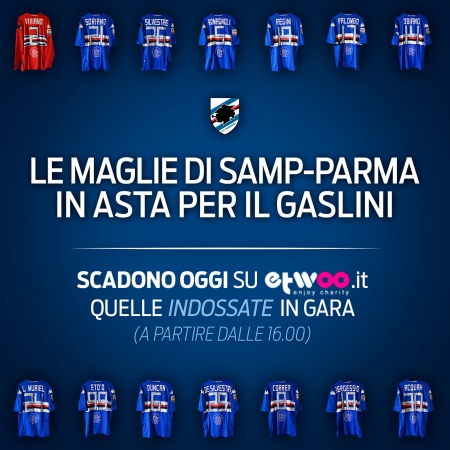 Etwoo.it: ultimo giorno di aste per le maglie speciali di Sampdoria-Parma