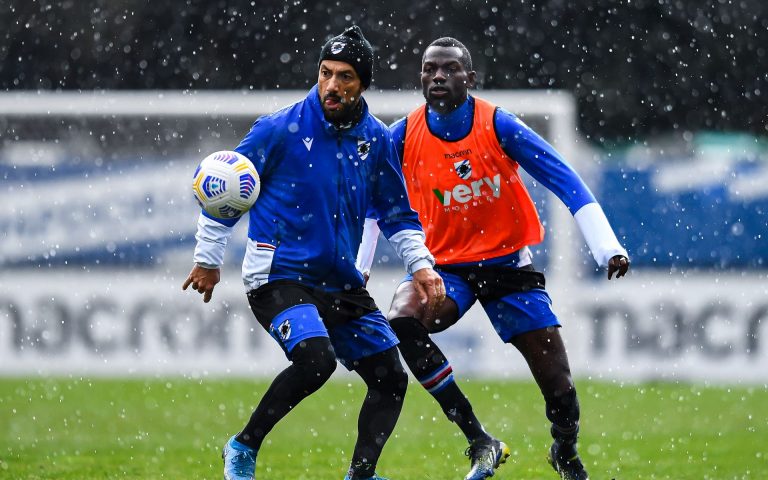 Samp continue Torino preparations at a rainy Bogliasco