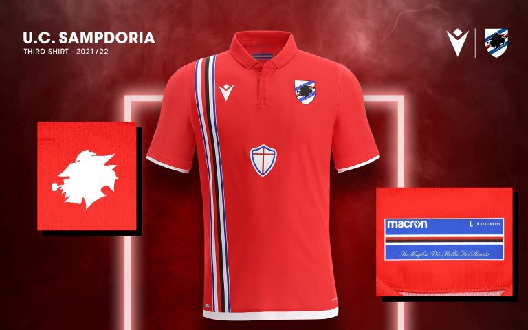 Torna la rossa: ecco la terza maglia U.C. Sampdoria 2021/22