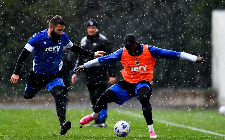 Samp finetune Spezia preparations in rainy Bogliasco