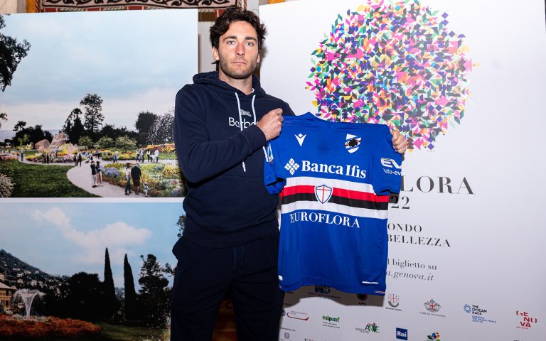 Euroflora sulla maglia della Sampdoria per il derby della Lanterna