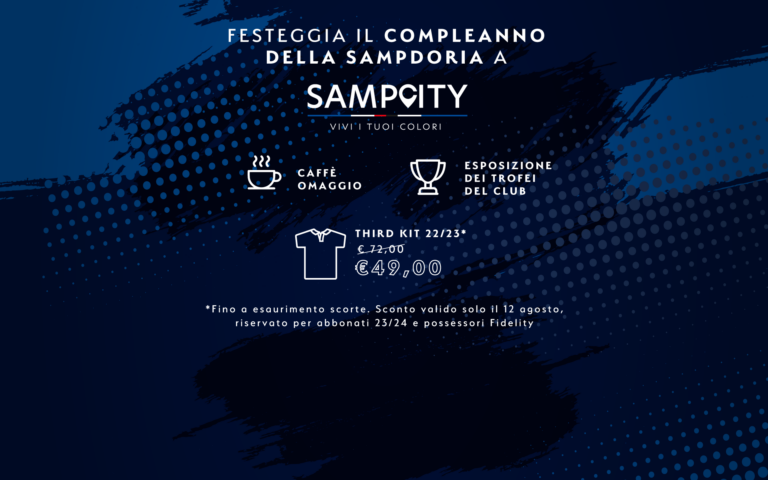 Il 12 agosto a SampCity: festeggia il compleanno della Sampdoria